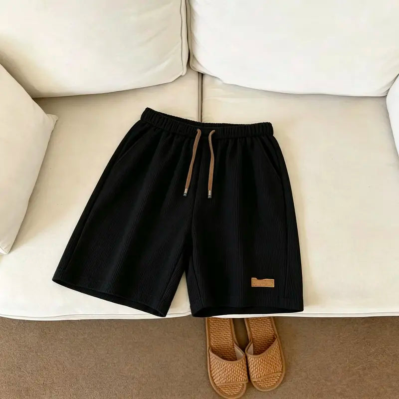 Men’s 3 pack summer loose corduroy drawstring shorts for commuting—casual shorts with pockets suitable for both everyday wear and home use.
