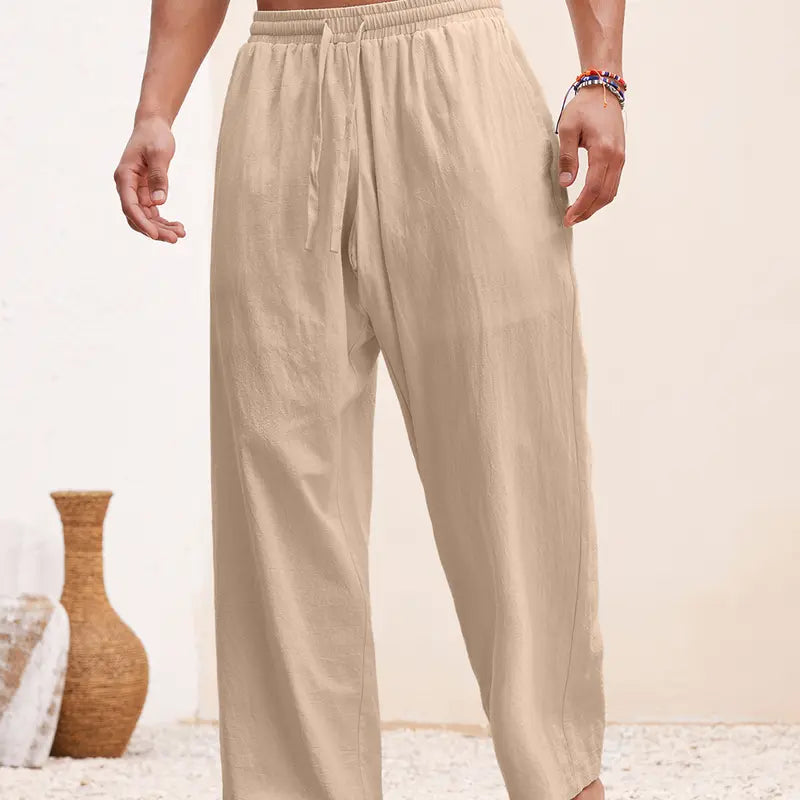DealsForYouDays Beach Outfits Vacation Basic Woven Casual Surfing Seaside Beach Fit Linen Pants Beachwear