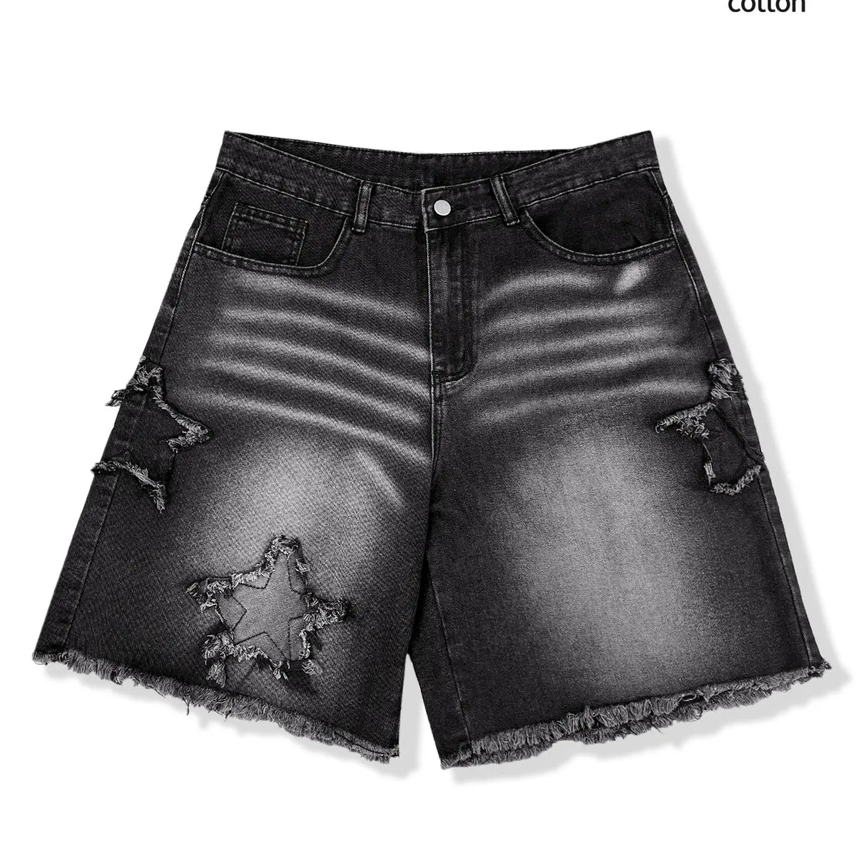 Diamond-studded casual jeans, black fully-studded cross-shaped casual baggy denim shorts, American street style, avant-garde casual denim cropped pants, fashion trends, suitable for men with taste, Loose, Menswear