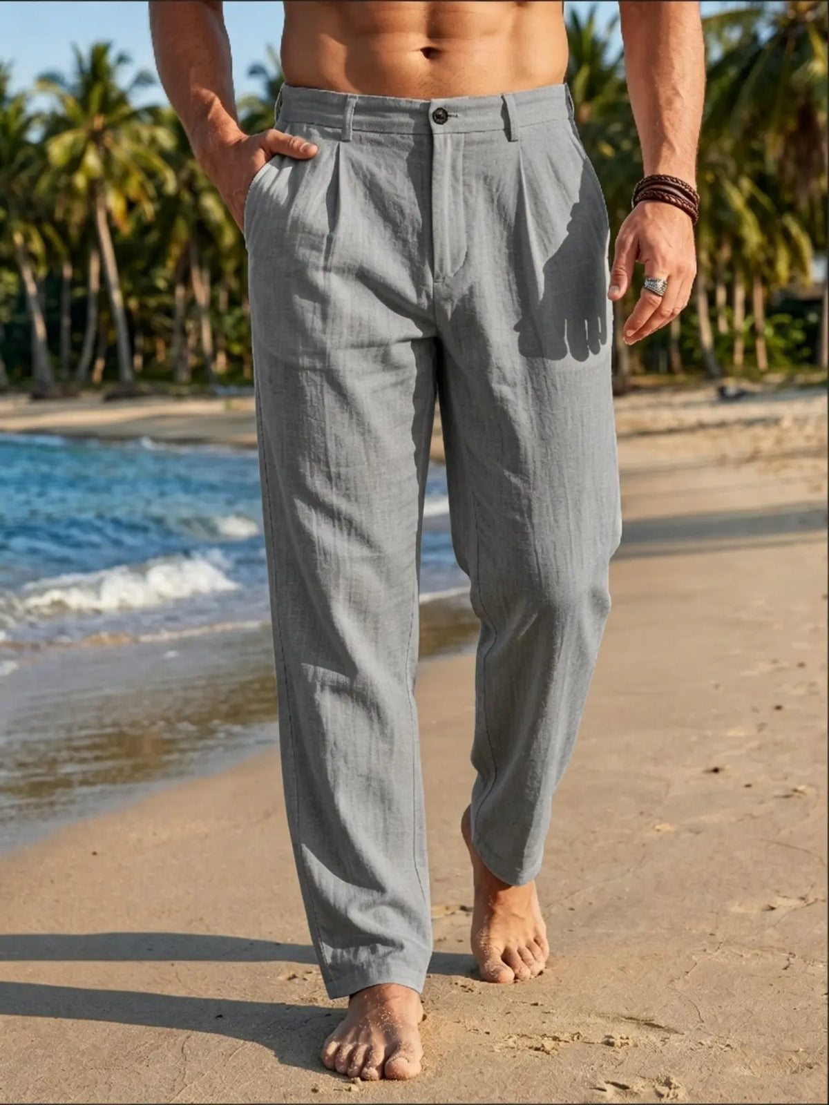 Men's Linen Gurkha Trousers, Neapolitan Loose Straight-leg Pants, Classy Casual Trousers, Casual Minimalist Trousers, Versatile for Business Commute, Daily Casual & Smart Casual Occasions, Commuting Bottoms