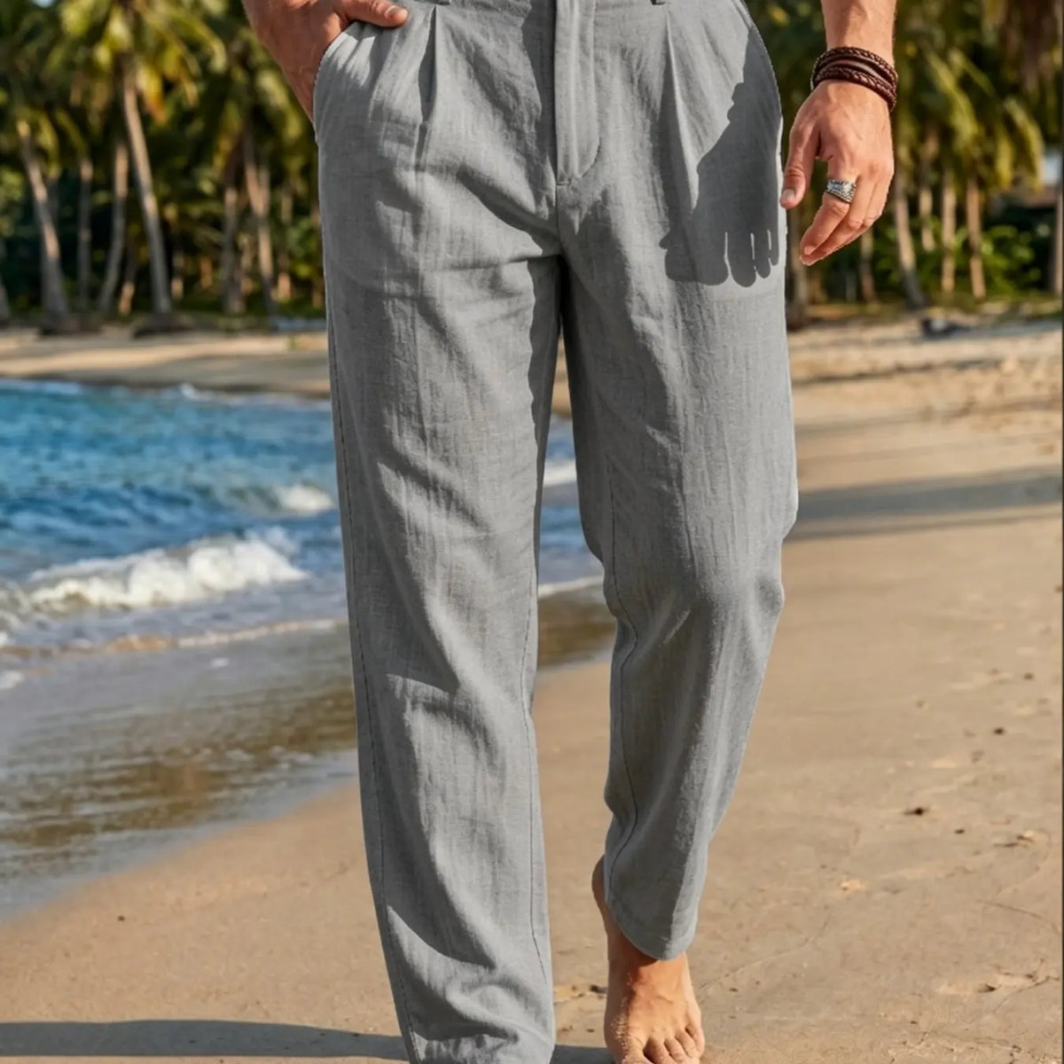 Men's Linen Gurkha Trousers, Neapolitan Loose Straight-leg Pants, Classy Casual Trousers, Casual Minimalist Trousers, Versatile for Business Commute, Daily Casual & Smart Casual Occasions, Commuting Bottoms