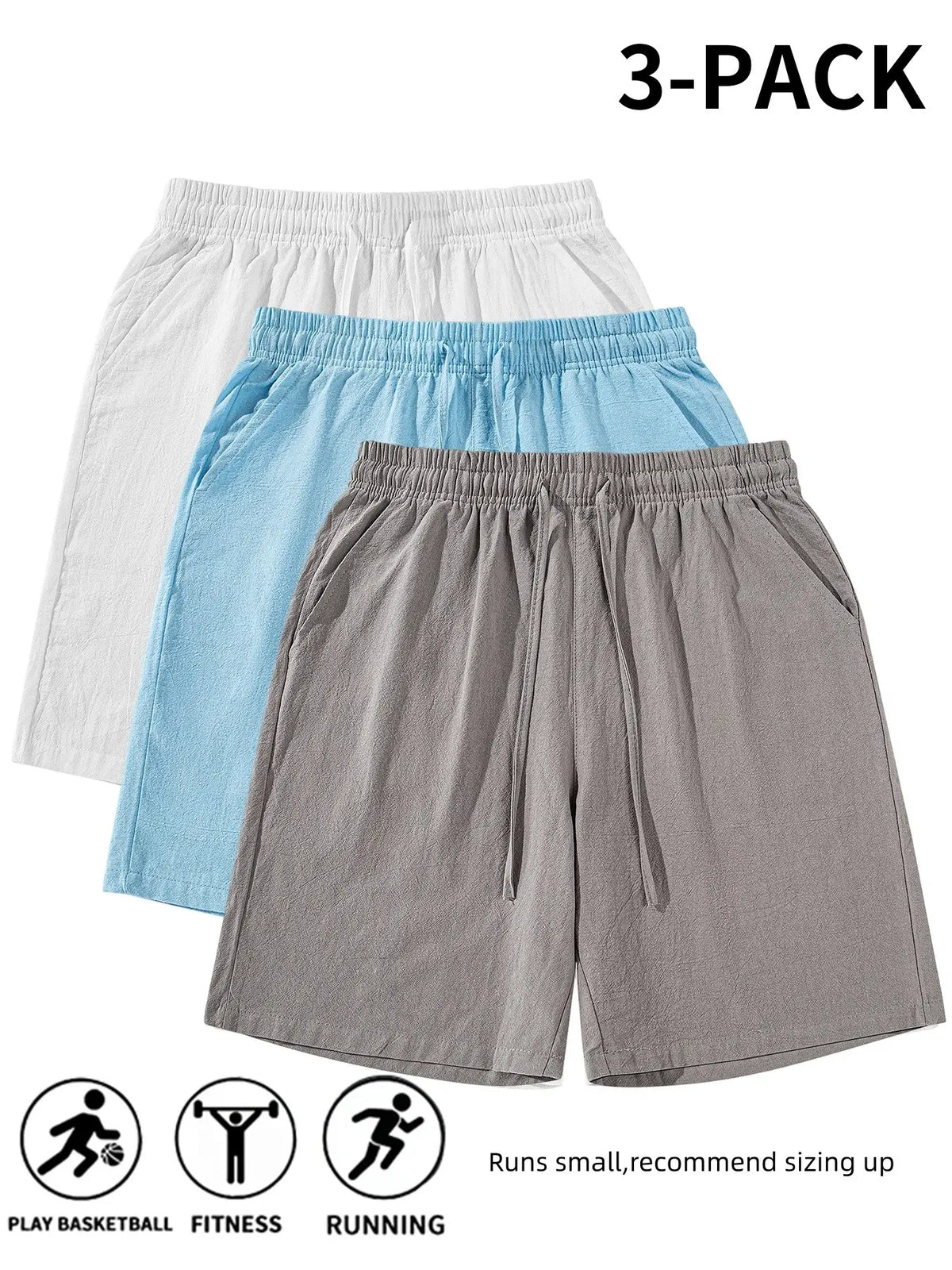 Men's Plain Linen Shorts, Casual Tropical Beach Shorts, Drawstring Waist Design, Summer Comfortable Bottoms, Breathable Comfy Shorts, Ideal for Daily Wear and Leisure Activities