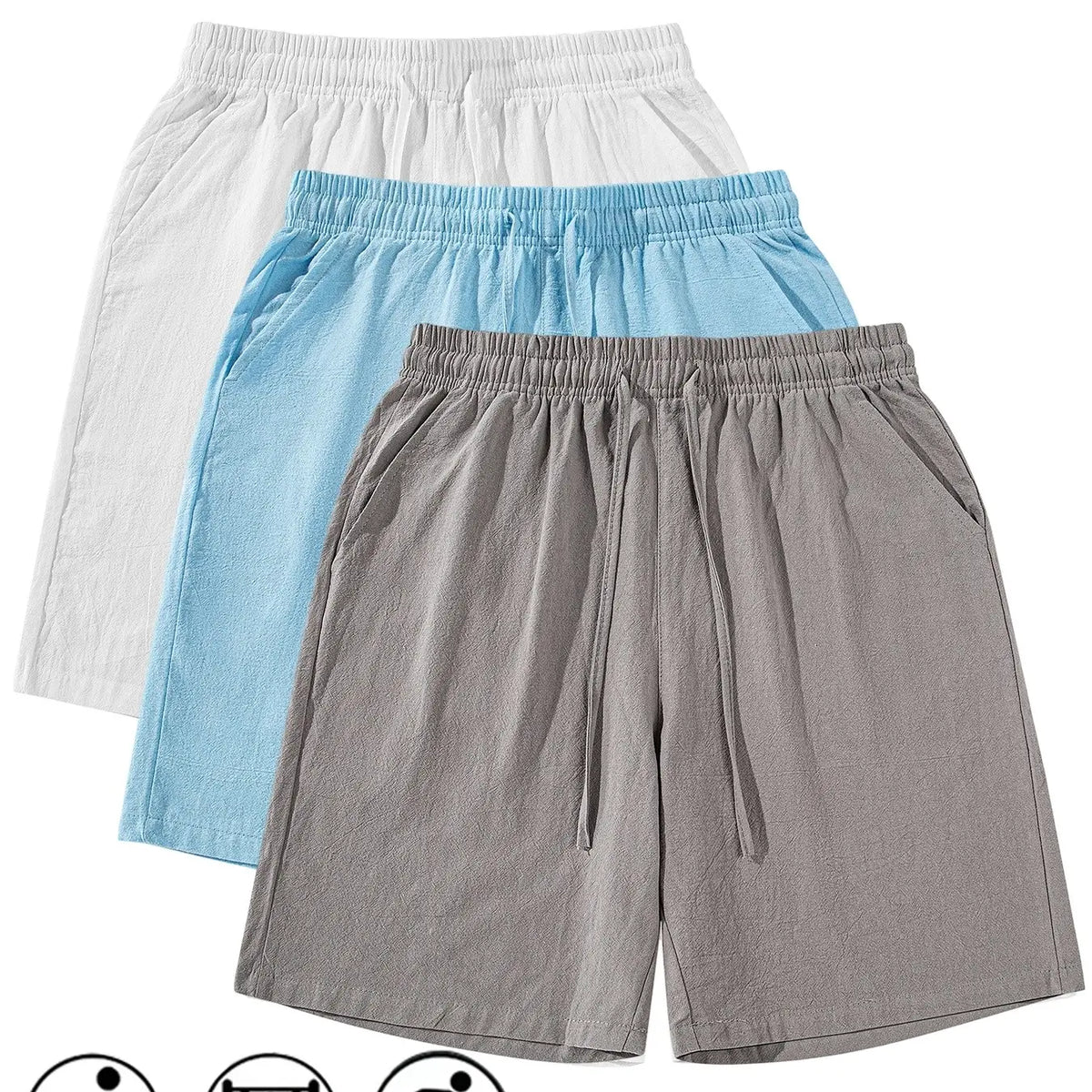 Men's Plain Linen Shorts, Casual Tropical Beach Shorts, Drawstring Waist Design, Summer Comfortable Bottoms, Breathable Comfy Shorts, Ideal for Daily Wear and Leisure Activities