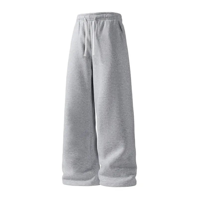 Men’s 2-Pack Baggy Sweatpants - Mid-Waist Plain Casual Straight-Leg Menswear Pants with Drawstring Waist, Comfortable, Stretchable, Breathable, Ideal for Loungewear, Travel