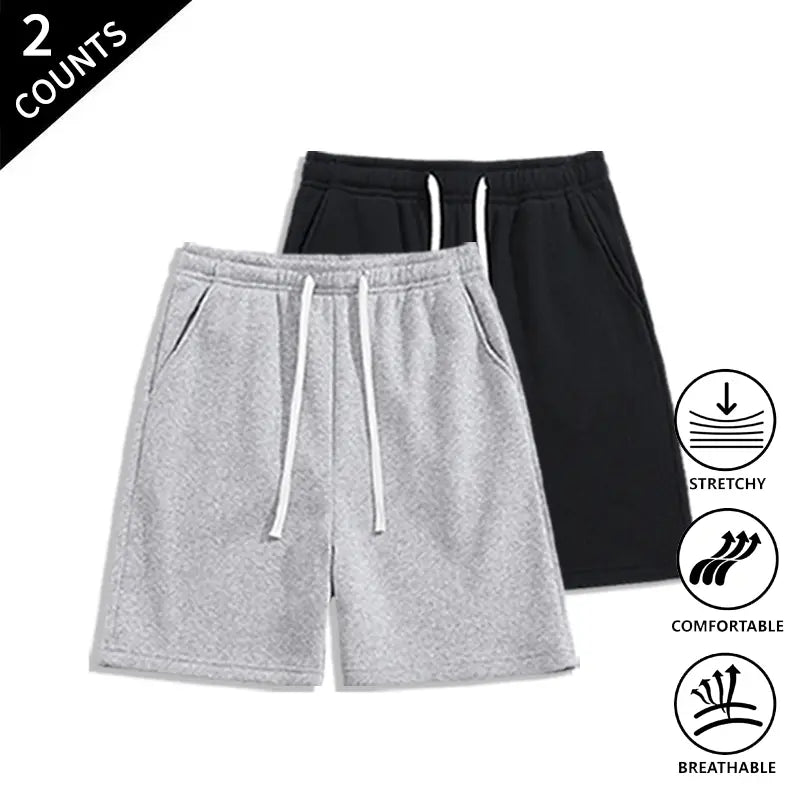 Summer Wins Menswear Men’s 2-Pack Pocketed Casual Shorts - Breathable Cool Men’s Shorts with Stretch Fabric That Moves With You, Elastic Waist for Relaxed Weekends & All-Day Comfort, Casual Shorts For Relaxed Weekends