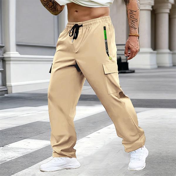 Men's Multi-Pack Cargo Work Pants - Lightweight Stretch Waist Activewear with Multiple Pockets, Comfortable Fit Casual Athletic Men's Wear, Plain Outdoor to Office Menswear