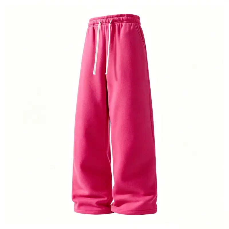 Men’s 2-Pack Baggy Sweatpants - Mid-Waist Plain Casual Straight-Leg Menswear Pants with Drawstring Waist, Comfortable, Stretchable, Breathable, Ideal for Loungewear, Travel