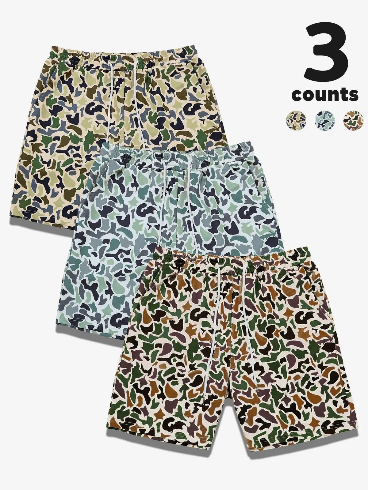 Men's Camo Print Shorts, Regular Fit Casual Street Shorts for Summer, Men's Bottoms for Daily Wear, Casual Streetwear Shorts, Camouflage Streetwear Shorts