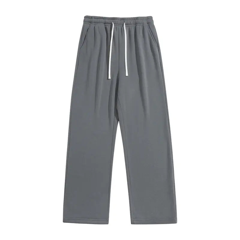 Men's 3-Pack Wide-Leg Athleisure Sweatpants - Soft Polyester Stretch Fabric, Drawstring Elastic Waist, Loose-Fit Full Length, Wide-Leg Street Fit for Daily Workout, Outdoors