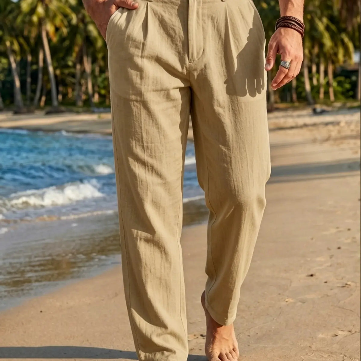 Men's Linen Gurkha Trousers, Neapolitan Loose Straight-leg Pants, Classy Casual Trousers, Casual Minimalist Trousers, Versatile for Business Commute, Daily Casual & Smart Casual Occasions, Commuting Bottoms