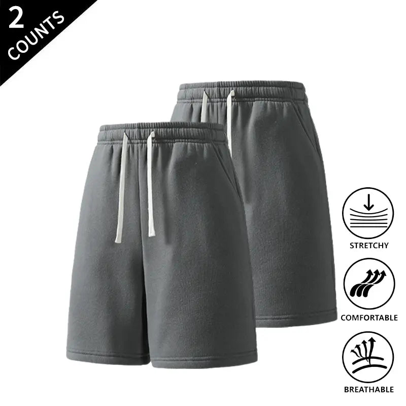 2-Pack Men’s Casual Sweat Shorts, Elastic Drawstring Waist, Comfortable Loose Fit Lounge & Streetwear Shorts for Everyday Wear