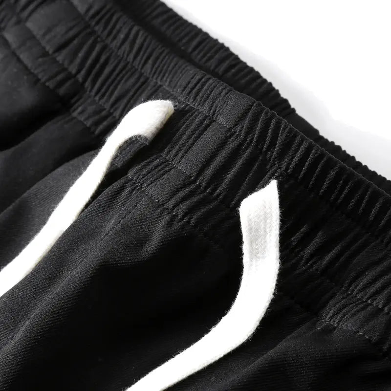 Men's Plain Street-Style 3-Piece Bermuda Drawstring Jorts Set (Black-Gray-Khaki), Relaxed Fit, Lightweight Fabric, Large Pockets, Athletic Menswear, Easy to Style, Ideal for Hot Weather & Outdoor Use, Drawstring Jorts Men's Shorts