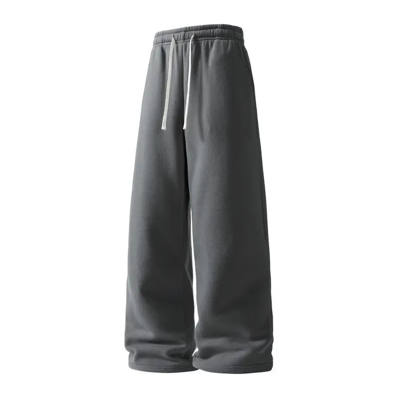 Men’s 2-Pack Baggy Sweatpants - Mid-Waist Plain Casual Straight-Leg Menswear Pants with Drawstring Waist, Comfortable, Stretchable, Breathable, Ideal for Loungewear, Travel
