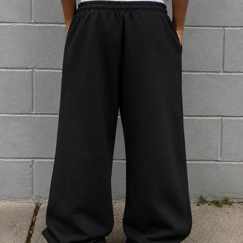 Men's Baggy Sweatpants 100% Cotton Spiderweb Graphic Pants, Relaxed Wide Leg Jogger Pants with Elastic Drawstring Waist, Deep Pockets, Streetwear Lounge Bottoms for Men, Casual Track Pants for Weekend Outfits