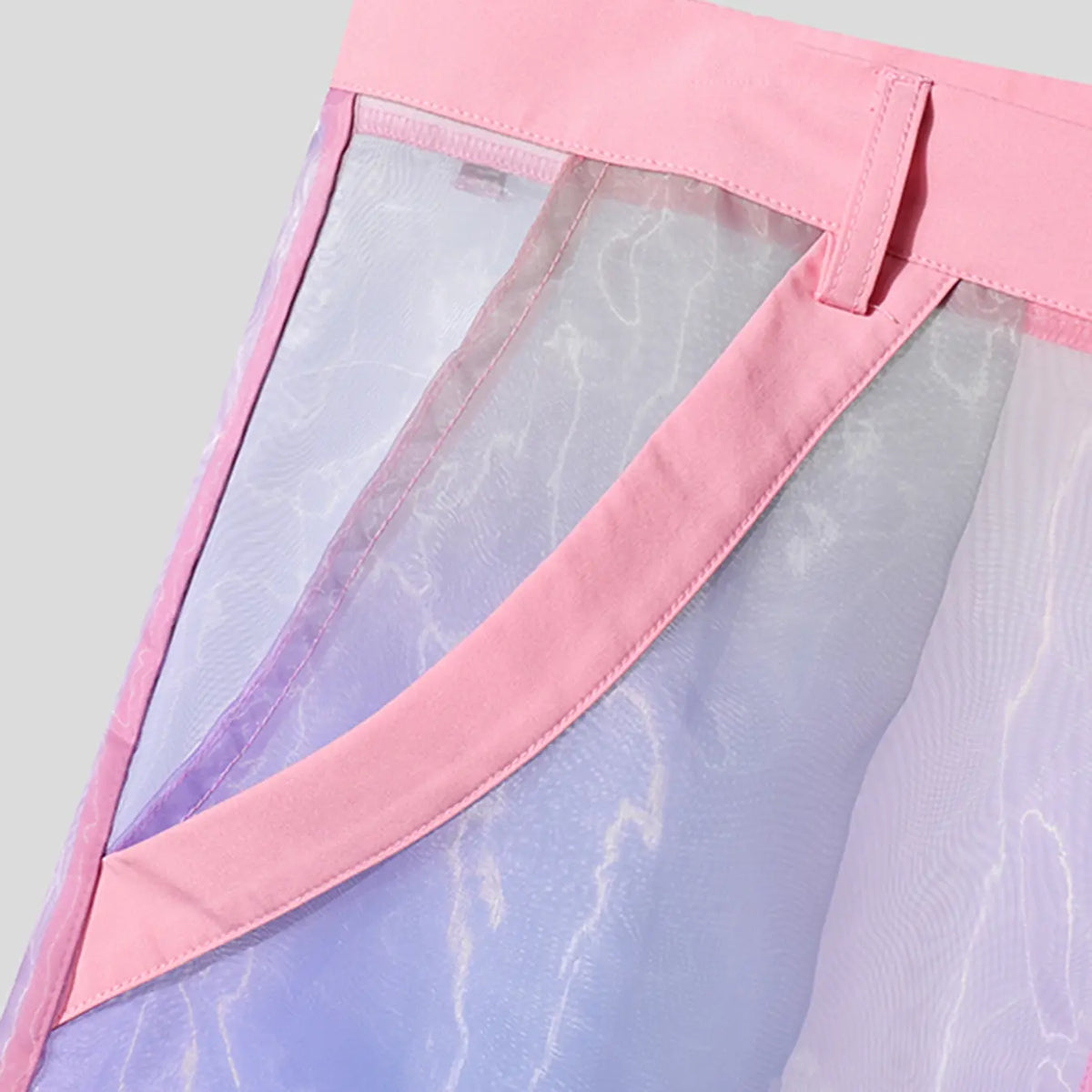 INCERUN Men's Fashion Sexy Print Gradient Rainbow Transparent Polyester Long Pants, Button Fly Pants, Casual Pants, Casual Trousers, Casual Wear Bottoms, Summer Streetwear Party, Stylish and Trendy