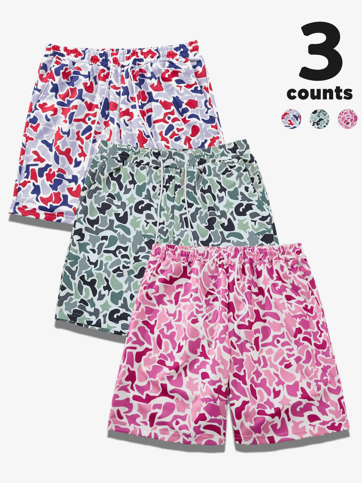Men's Camo Print Shorts, Regular Fit Casual Street Shorts for Summer, Men's Bottoms for Daily Wear, Casual Streetwear Shorts, Camouflage Streetwear Shorts