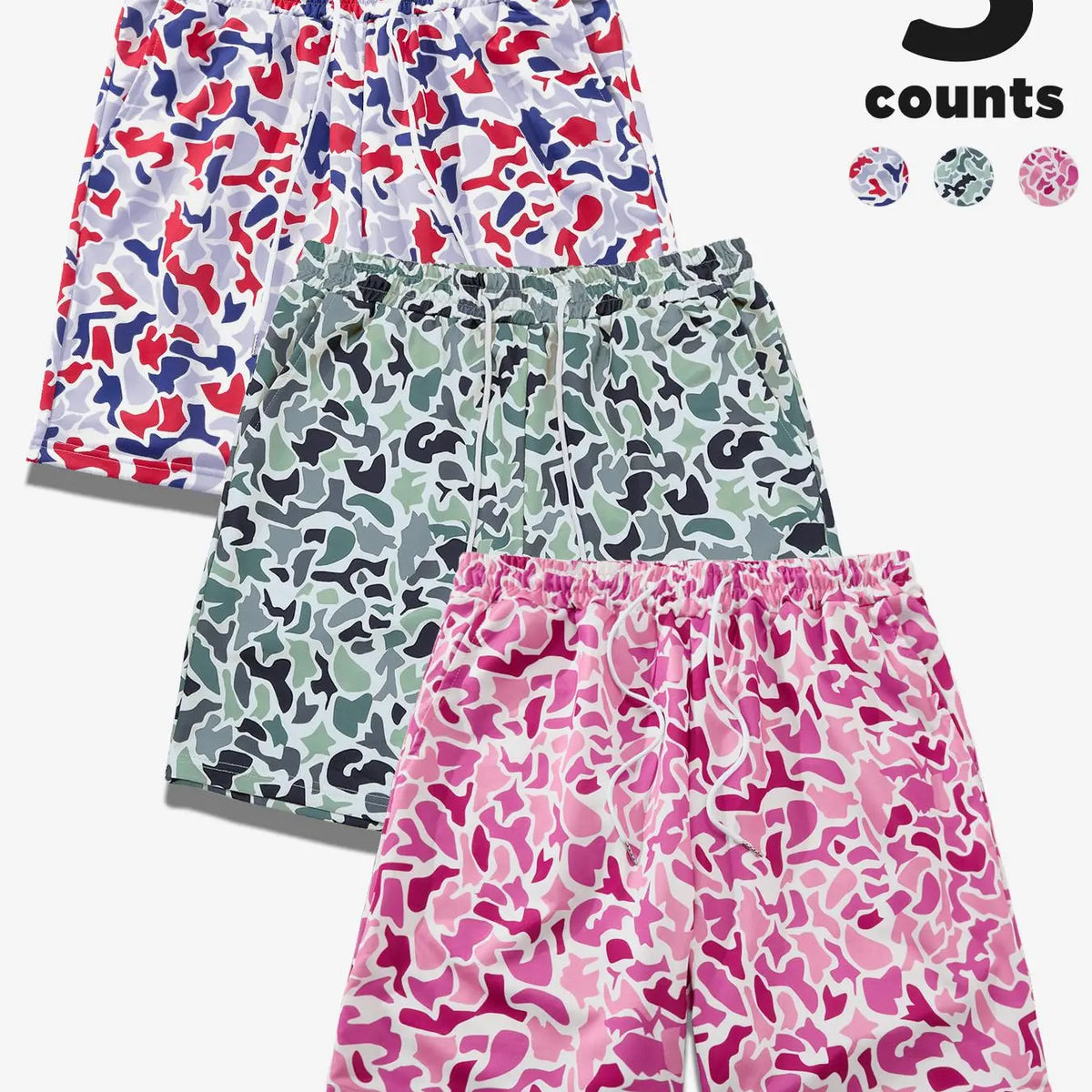 Men's Camo Print Shorts, Regular Fit Casual Street Shorts for Summer, Men's Bottoms for Daily Wear, Casual Streetwear Shorts, Camouflage Streetwear Shorts