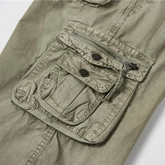 Men's Fashion Mid-Waist Cotton Basic Belted Cargo Shorts - Regular Fit, Multifunctional Pockets, Straight Design, Outdoor Ready, for Casual Wear