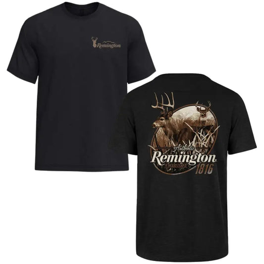 Men's Cotton Simple Fabric Short-Sleeve Classic Deer Rifleman T-Shirt - Remington Hunting Tee, Menswear Gift for Hunters