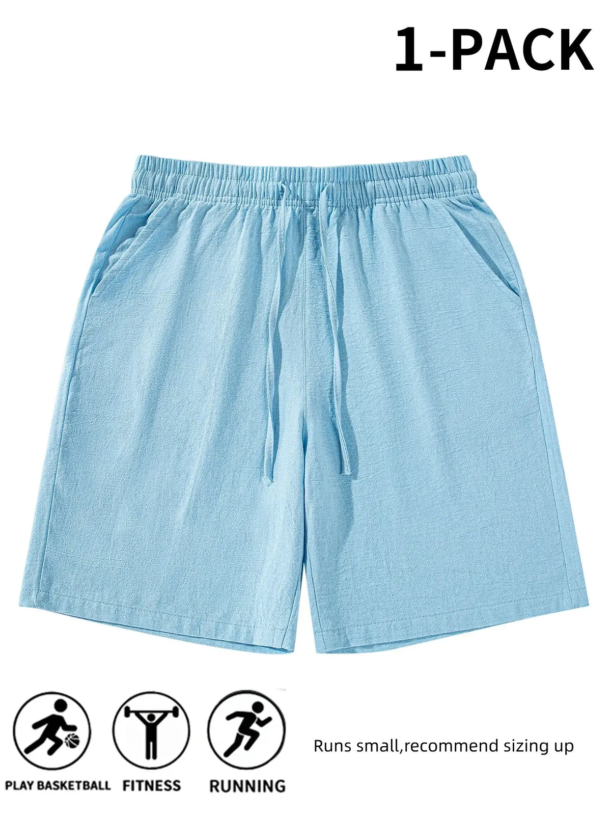 Men's Plain Linen Shorts, Casual Tropical Beach Shorts, Drawstring Waist Design, Summer Comfortable Bottoms, Breathable Comfy Shorts, Ideal for Daily Wear and Leisure Activities