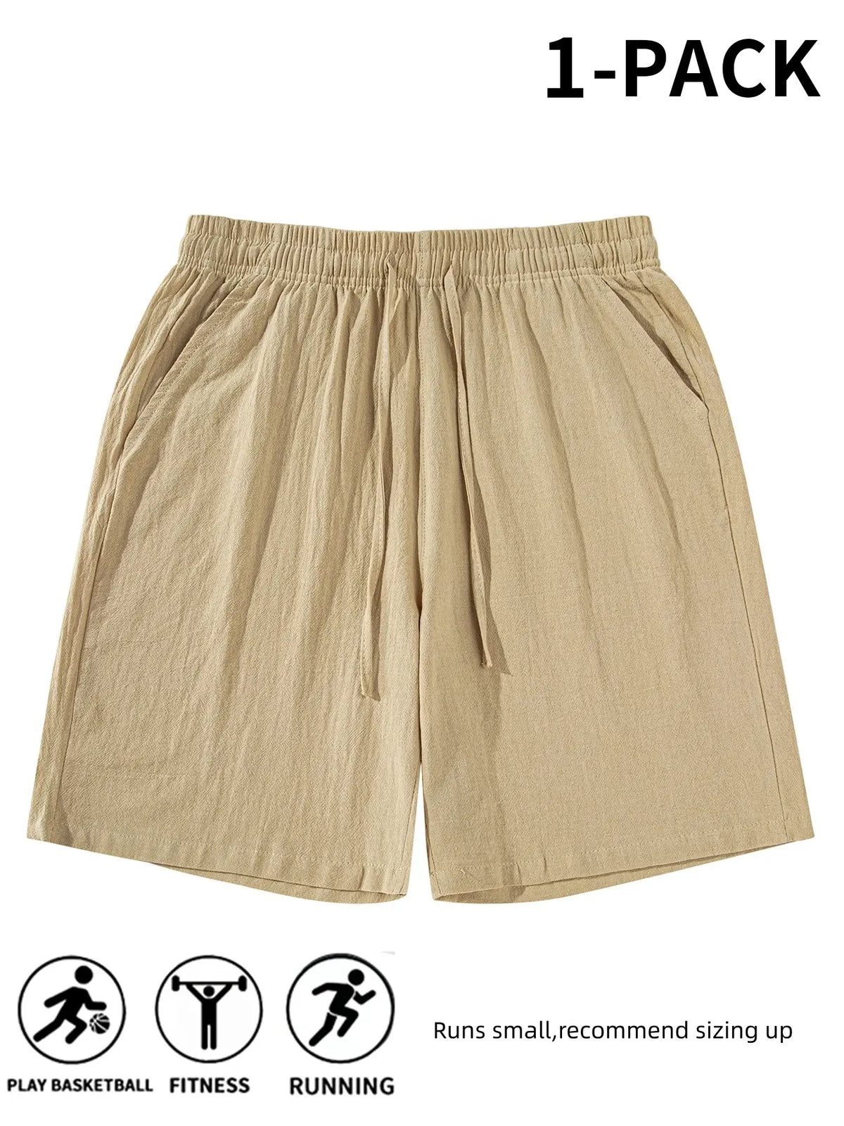 Men's Plain Linen Shorts, Casual Tropical Beach Shorts, Drawstring Waist Design, Summer Comfortable Bottoms, Breathable Comfy Shorts, Ideal for Daily Wear and Leisure Activities