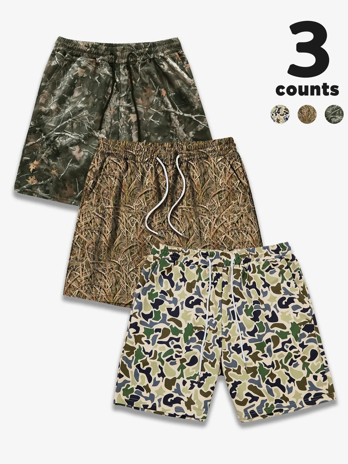 Men's Camo Print Shorts, Regular Fit Casual Street Shorts for Summer, Men's Bottoms for Daily Wear, Casual Streetwear Shorts, Camouflage Streetwear Shorts