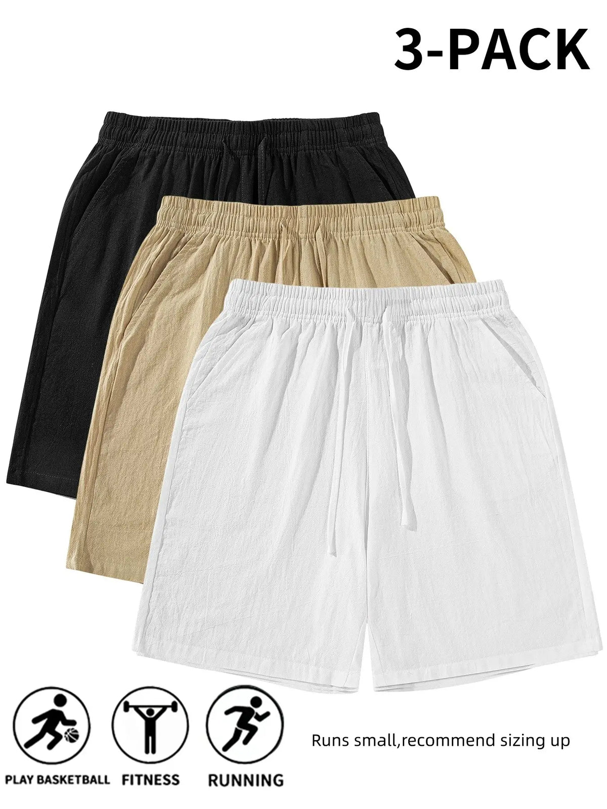 Men's Plain Linen Shorts, Casual Tropical Beach Shorts, Drawstring Waist Design, Summer Comfortable Bottoms, Breathable Comfy Shorts, Ideal for Daily Wear and Leisure Activities