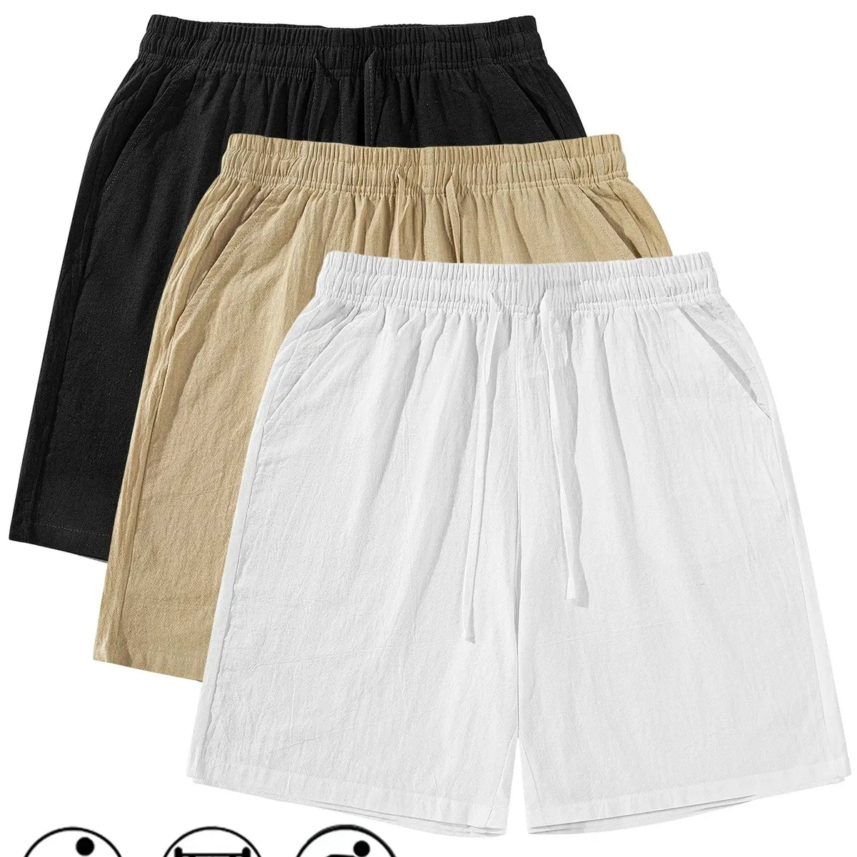 Men's Plain Linen Shorts, Casual Tropical Beach Shorts, Drawstring Waist Design, Summer Comfortable Bottoms, Breathable Comfy Shorts, Ideal for Daily Wear and Leisure Activities