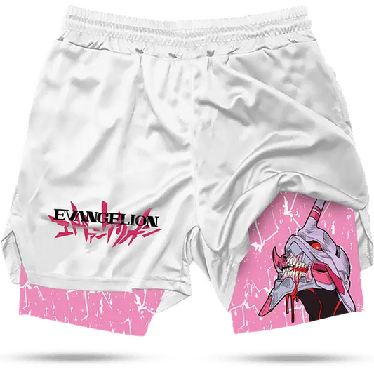 Evangelion EVA Performance Shorts for Men Above the Knee Summer Y2K Style Cotton Polyester Spandex Layer with Pockets FallFreshness Casual Fit Active