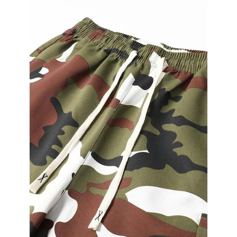 Men's 3-piece Camo Cargo seven-quarter trousers Capriers – Multi-Pocket Design, Drawstring Waistband, Casual Streetwear Shorts, Perfect for Everyday Wear & Urban Styling SpringStatements
