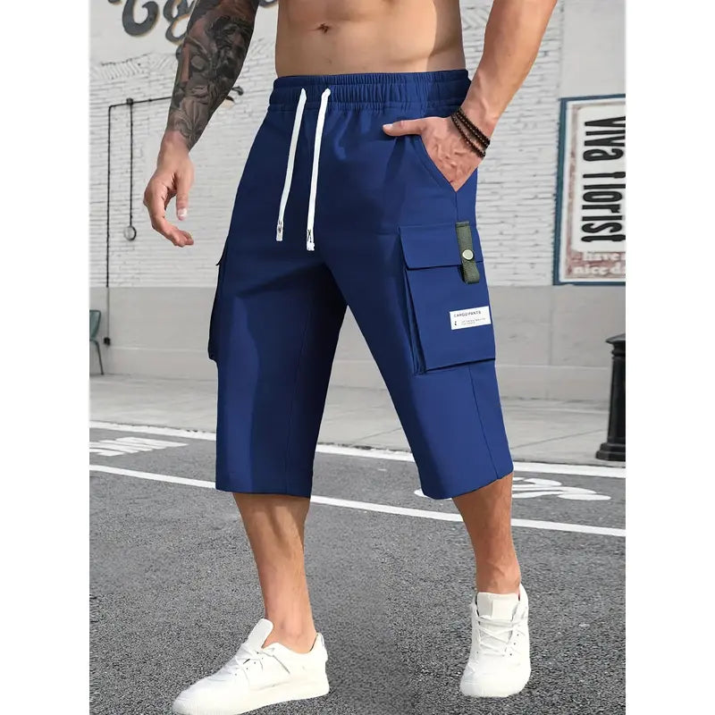 Men's 4-Pack Baggy Cargo Shorts - Menswear Oversized Loose-Fit Drawstring Shorts Set, Fashionable Street Style, Large Pockets, Ideal for Summer Outdoor Wear