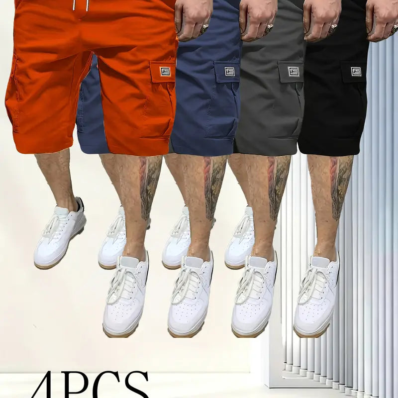 Men’s Lightweight Summer Cargo Shorts - Casual Sport Menswear with 4 Pockets, Back Flap Pocket, Baggy Loose Fit, Wrinkle-Free Durable Fabric; Note: Runs Small, Choose 1 Size Up