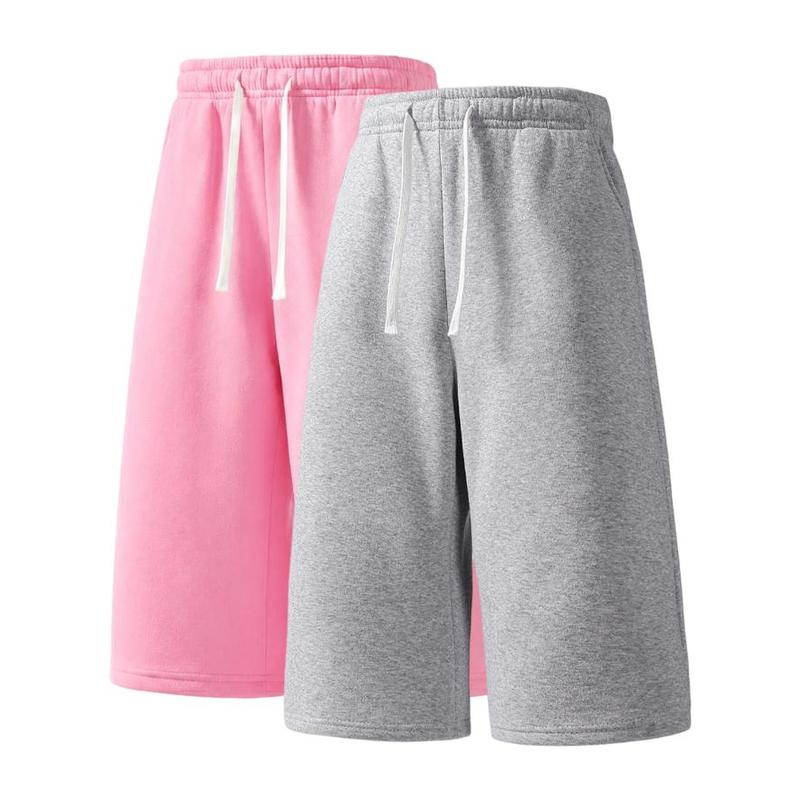 Men’s Preppy Fashion Knitting 3/4 Above-the-Knee Shorts - Mid Waist, Drawstring, Lightweight, Standard Fit Pants for Summer, 3-Pack or Single Item Options