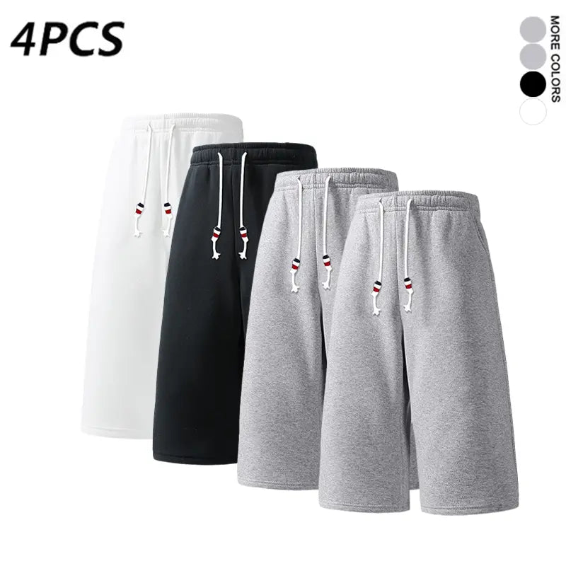 SPEEALER Men’s 4PCS Baggy Oversized Loose-Fit Mid-Length Long Sweat Shorts, 7/8 Length, Drawstring Elastic Waist, Casual Bottoms