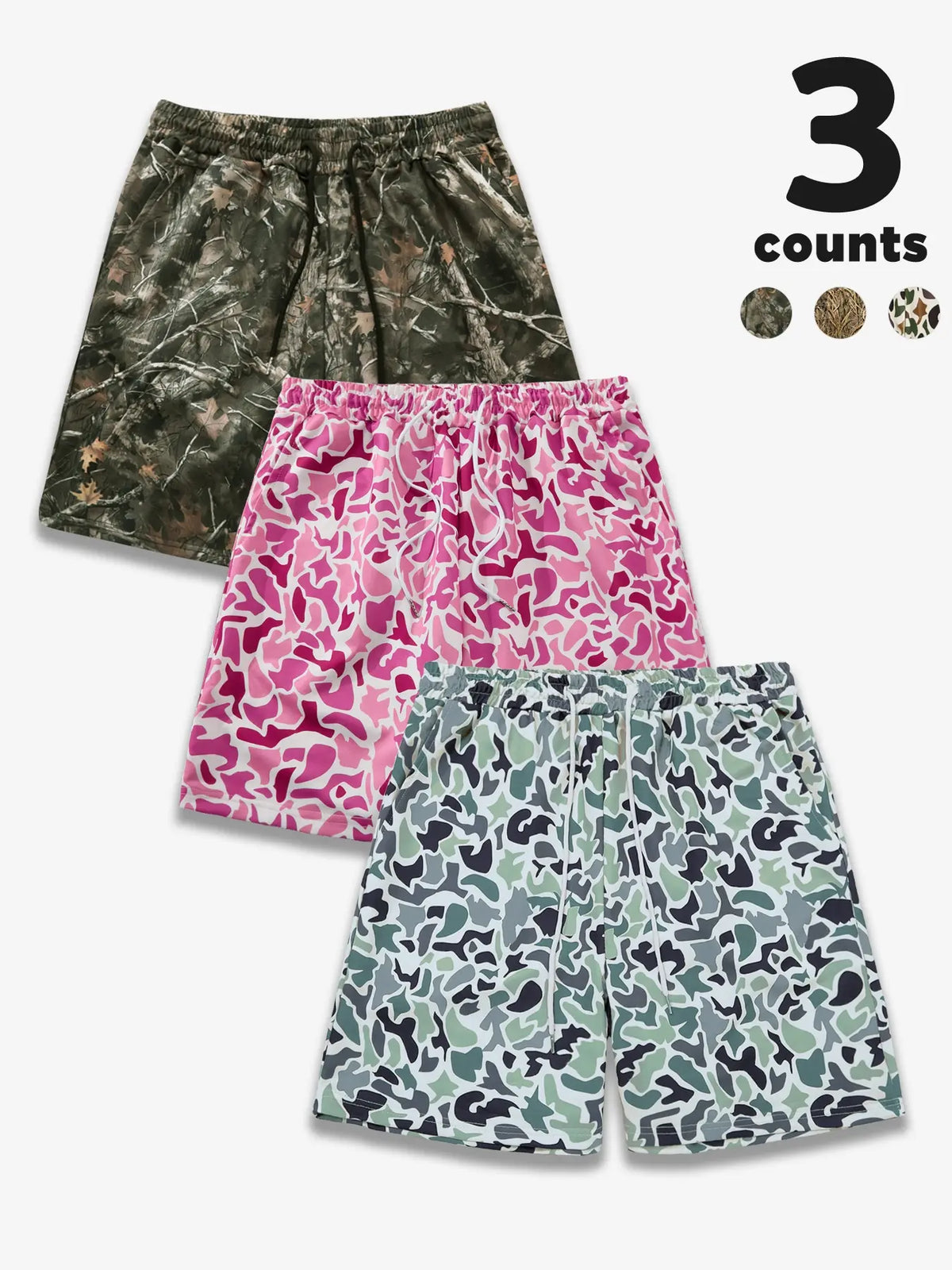 Men's Camo Print Shorts, Regular Fit Casual Street Shorts for Summer, Men's Bottoms for Daily Wear, Casual Streetwear Shorts, Camouflage Streetwear Shorts