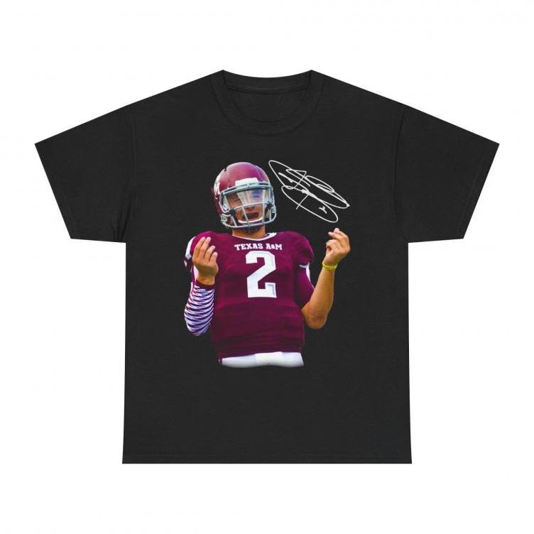 Clean Fit Tee 2026 Oversized Graphic Tee Johnny Manziel Money Football Shirt Texas A&M Heisman Trophy Retro Graphic Tee Distressed Unisex Cotton Collector Apparel unisex fashion choice.Breathable Cotton Casual TopUnisex Streetwear Tee