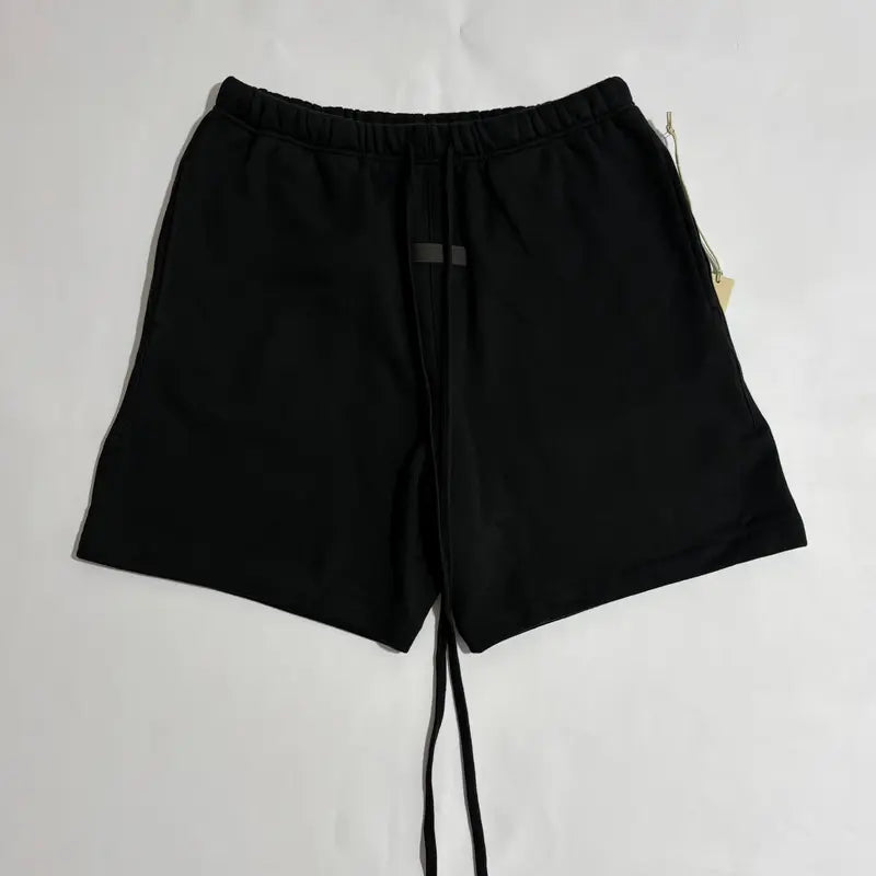 Men's Soft Stretch Vintage Archive Clothing Wide-Leg Drape Sweatshorts - 2022 Classic Black, Unisex, Relaxed Modern Boxy Cut, Clean Casual Streetwear Bottoms