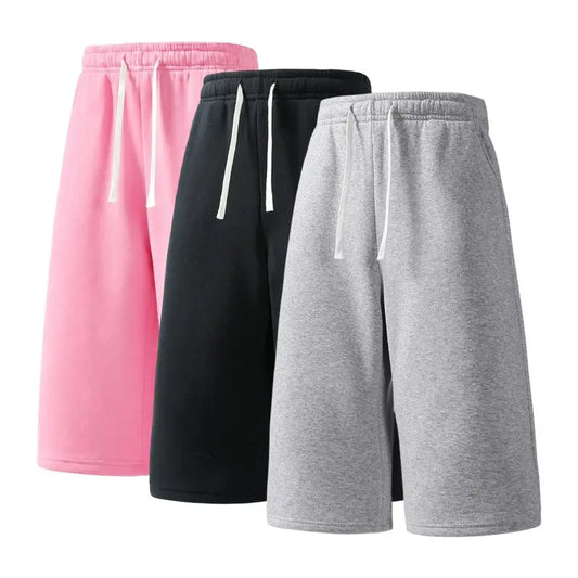 Men’s Preppy Fashion Knitting 3/4 Above-the-Knee Shorts - Mid Waist, Drawstring, Lightweight, Standard Fit Pants for Summer, 3-Pack or Single Item Options