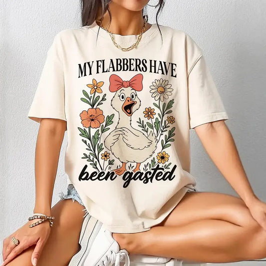 [Ssummer outfits]My Flabbers Have Been Gasted Shirt, Gag Gift Rude Goose Mood Snarky Animal Tee graphic tee