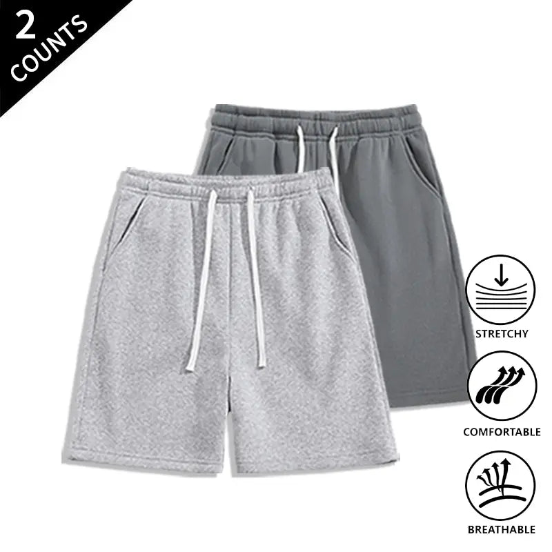 Summer Wins Menswear Men’s 2-Pack Pocketed Casual Shorts - Breathable Cool Men’s Shorts with Stretch Fabric That Moves With You, Elastic Waist for Relaxed Weekends & All-Day Comfort, Casual Shorts For Relaxed Weekends