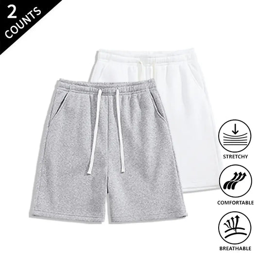 Summer Wins Menswear Men’s 2-Pack Pocketed Casual Shorts - Breathable Cool Men’s Shorts with Stretch Fabric That Moves With You, Elastic Waist for Relaxed Weekends & All-Day Comfort, Casual Shorts For Relaxed Weekends