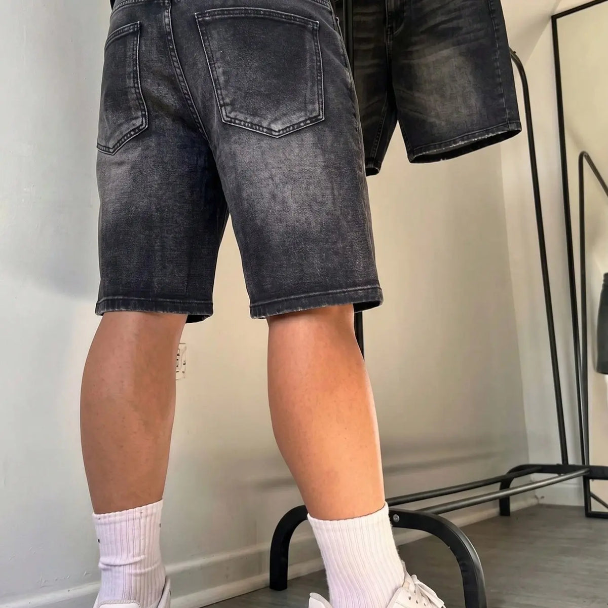 Summer Loose fit ripped 5-inch Loose Plain denim Jean shorts Cotton non-stretch straight cut, hip-hop streetwear street style, breathable & versatile, ideal for daily commuting casual wear