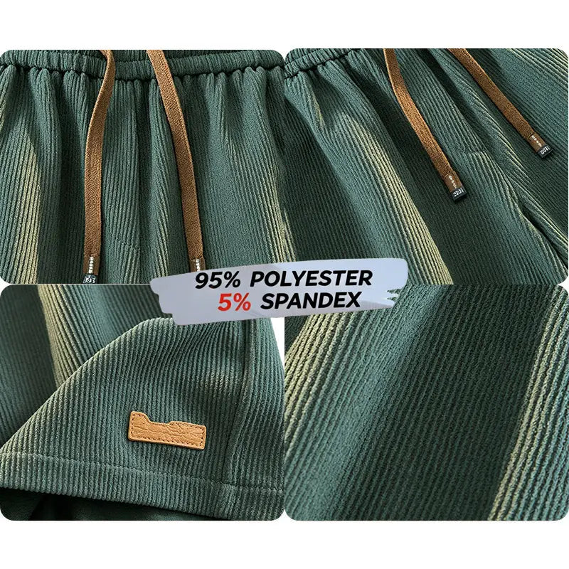 Men’s 3 pack summer loose corduroy drawstring shorts for commuting—casual shorts with pockets suitable for both everyday wear and home use.