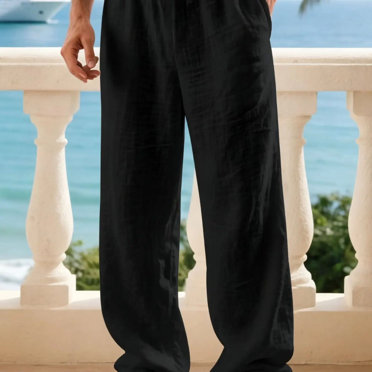 Men's Linen Casual Straight Leg Pants, Breathable Comfortable Fashion Long Trousers, Casual Beach Pants Perfect for Outdoor Travel Vacation Daily Wear, Casual Fit Comfy