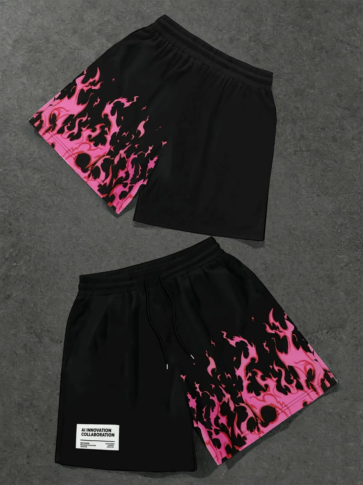 Men's Fashion Streetwear Activewear Printed Shorts, Creative Flame Print Pattern, Comfortable Versatile Shorts, Essential for Shopping and Styling, Graphic Shorts