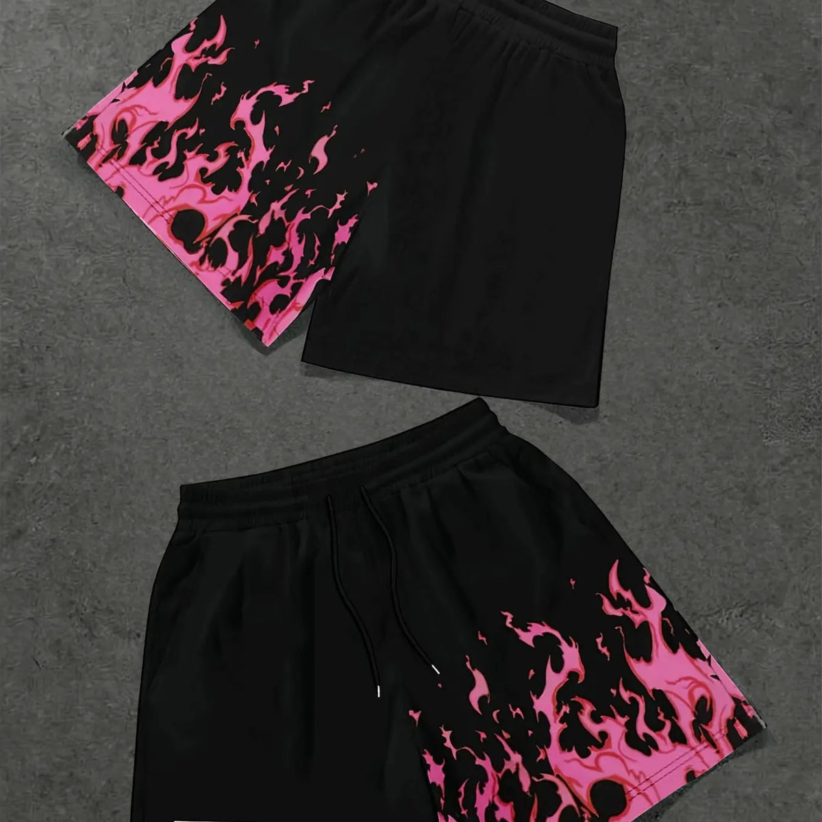 Men's Fashion Streetwear Activewear Printed Shorts, Creative Flame Print Pattern, Comfortable Versatile Shorts, Essential for Shopping and Styling, Graphic Shorts