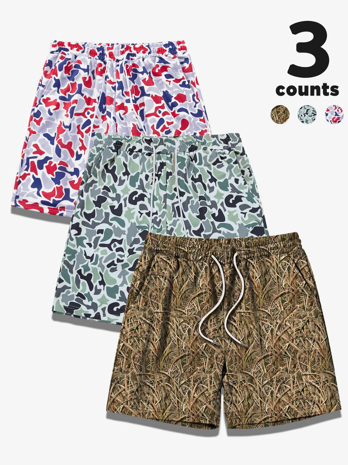 Men's Camo Print Shorts, Regular Fit Casual Street Shorts for Summer, Men's Bottoms for Daily Wear, Casual Streetwear Shorts, Camouflage Streetwear Shorts