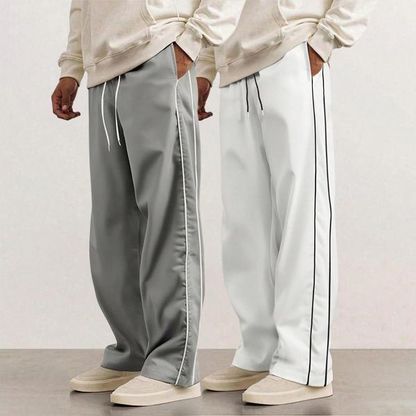 2 Piece Men's leisure Striped Pants Spring Autumn Trendy High Street Casual Loose summer Versatile Sports Trousers Men