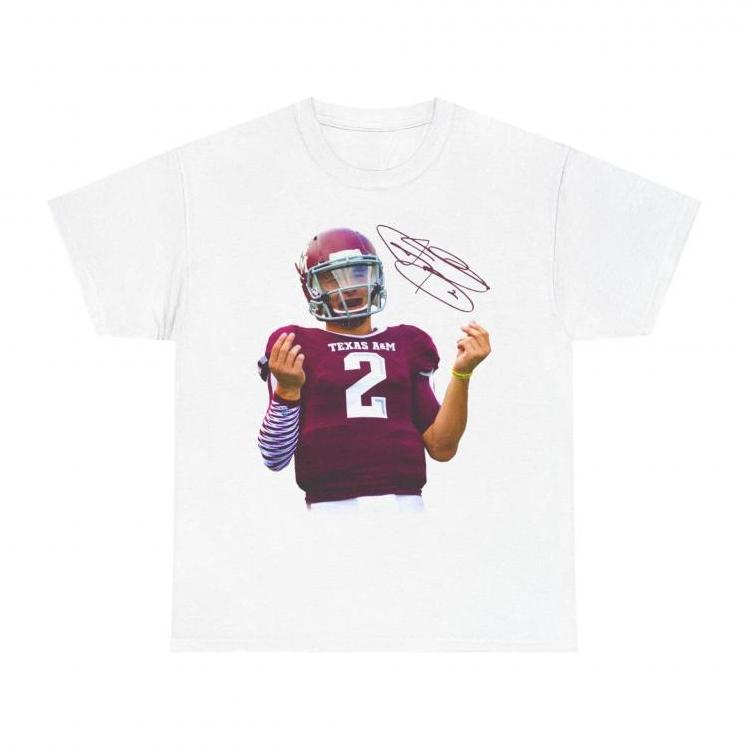 Clean Fit Tee 2026 Oversized Graphic Tee Johnny Manziel Money Football Shirt Texas A&M Heisman Trophy Retro Graphic Tee Distressed Unisex Cotton Collector Apparel unisex fashion choice.Breathable Cotton Casual TopUnisex Streetwear Tee