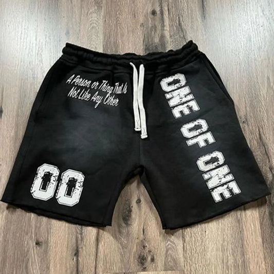 Summer Letter Print Graffiti Shorts, Casual Drawstring Fitted Shorts with Comfortable Fashion Design, Drawstring Waistband Shorts